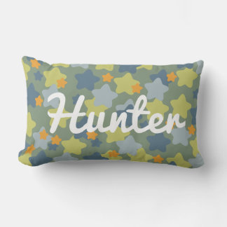 Cool Blue en Green Star Camo Boys Room Kussen