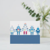 Cool Blue en Red Robots Novelty Gifts Briefkaart (Staand voorkant)