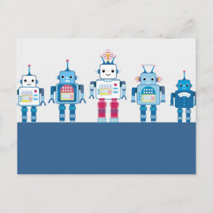 Cool Blue en Red Robots Novelty Gifts Briefkaart