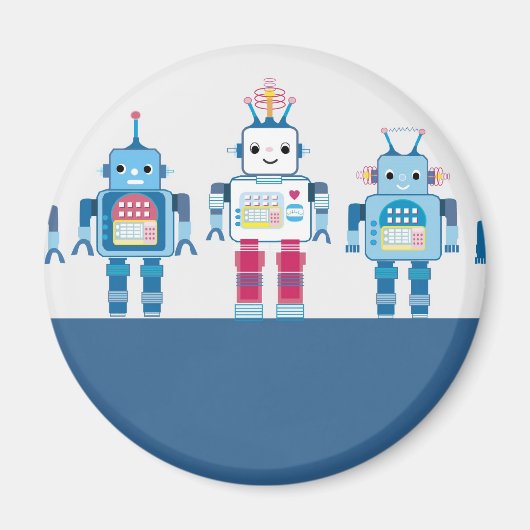Cool Blue en Red Robots Novelty Gifts Magneet (Voorkant)