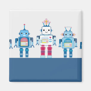 Cool Blue en Red Robots Novelty Gifts Magneet