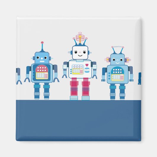 Cool Blue en Red Robots Novelty Gifts Magneet (Voorkant)