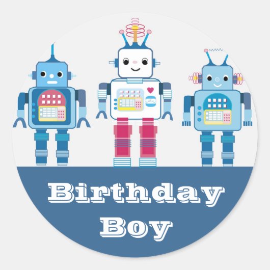 Cool Blue en Red Robots Novelty Gifts Ronde Sticker (Voorkant)