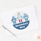 Cool Blue en Red Robots Novelty Gifts Ronde Sticker (Envelop)