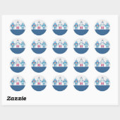 Cool Blue en Red Robots Novelty Gifts Ronde Sticker (Vel)