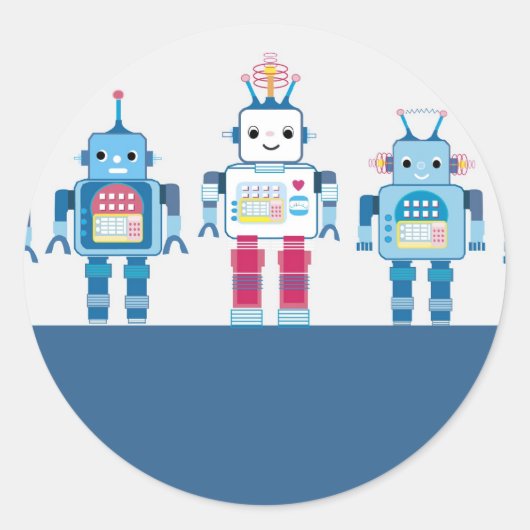 Cool Blue en Red Robots Novelty Gifts Ronde Sticker (Voorkant)