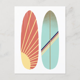 Cool Blue en Red Surfboard Illustratie Briefkaart