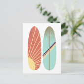 Cool Blue en Red Surfboard Illustratie Briefkaart (Staand voorkant)