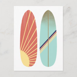 Cool Blue en Red Surfboard Illustratie Briefkaart