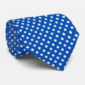 Cool Blue en White Polka Dot Pattern Stropdas (Opgerold)