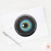 Cool Blue Eye Camera Lens Aangepaste Naam Fotograa Ronde Sticker (Envelop)