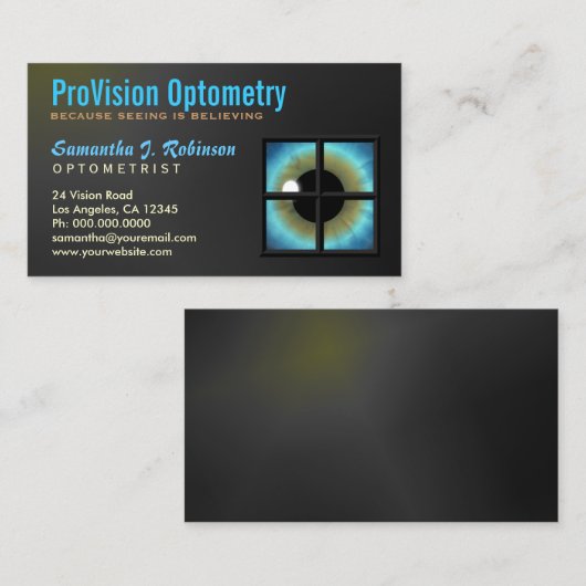 Cool Blue Eye Through Window Optometrist Oogverzor Visitekaartje (Voorkant / Achterkant)