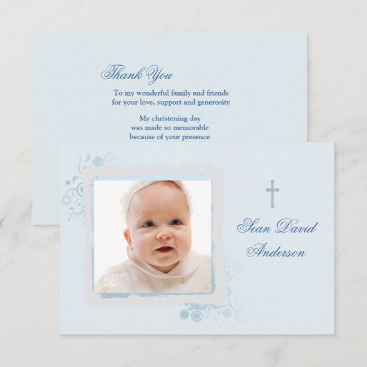 Cool Blue Flat Foto Dank je Bedankkaart (Voorkant / Achterkant)