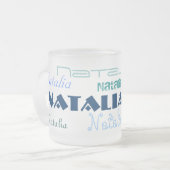 Cool Blue Fonts Jouw naam op maat Matglas Koffiemok (Voorkant links)