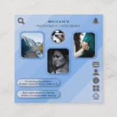 Cool Blue Fotografie & Videografie Aangepaste QR-c Vierkante Visitekaartje (Voorkant)