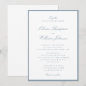 Cool Blue Framed Wedding Invitation Kaart (Voorkant / Achterkant)
