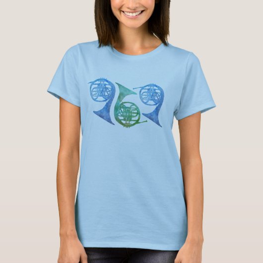 Cool Blue French Horns T-shirt (Voorkant)