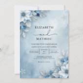 Cool Blue Frosted Bloom Wedding Kaart (Voorkant)