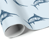 Cool Blue geïllustreerd zwaardvispatroon Cadeaupapier (Rol Hoek)