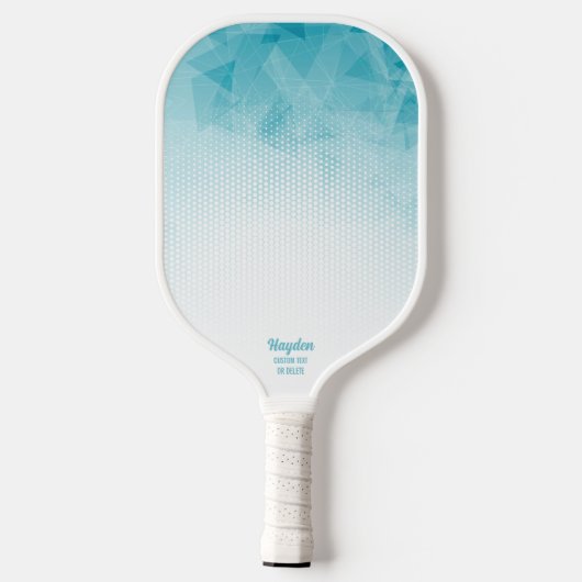 Cool Blue Geometric Gradient Custom Name Text Pickleball Paddle (Achterkant)