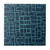 Cool Blue Geometric Grid Pattern Ceramic Tile Tegeltje (Voorkant)