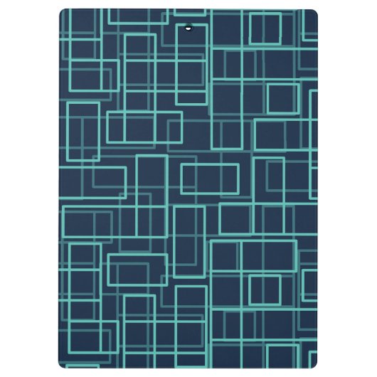 Cool Blue Geometric Grid Pattern Personalised Klembord (Achterkant)