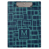 Cool Blue Geometric Grid Pattern Personalised Klembord (Voorkant)