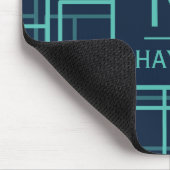 Cool Blue Geometric Grid Pattern Personalised Muismat (Hoek)