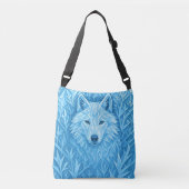 Cool Blue Geometric Wolf Low Poly Abstract Art Cro Crossbody Tas (Voorkant)