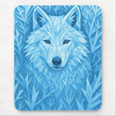 Cool Blue Geometric Wolf Low Poly Abstract Gaming Muismat (Voorkant)