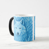 Cool Blue Geometric Wolf Low Poly Abstract Morphin Magische Mok (Voorkant links)