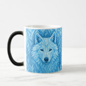 Cool Blue Geometric Wolf Low Poly Abstract Morphin Magische Mok (Links)