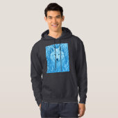 Cool Blue Geometric Wolf Low Poly Abstract Premium Hoodie (Voorkant volledig)