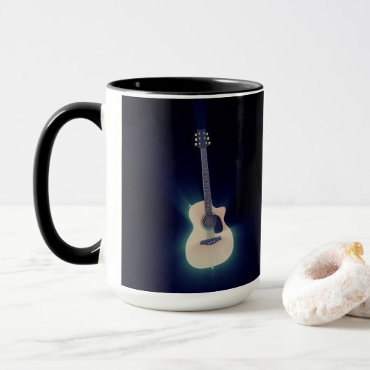 Cool Blue Ggloing Guitar Mok (Met donut)