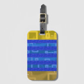 Cool Blue Gold Geometric Stripes Bagagelabel (Voorkant (verticaal))