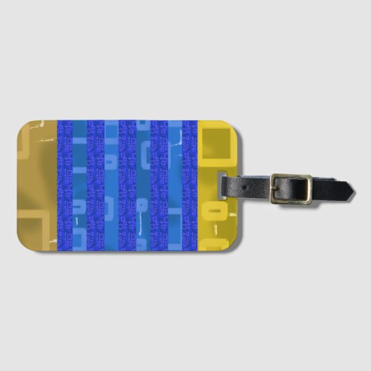 Cool Blue Gold Geometric Stripes Bagagelabel (Voorkant (horizontaal))