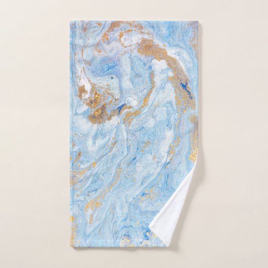 Cool Blue Gold Marble Stone Bad Handdoek (Handdoek)
