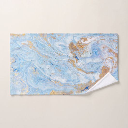 Cool Blue Gold Marble Stone Bad Handdoek (Handdoek)
