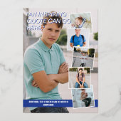 Cool Blue Gold Photos Magazine Hoesje Afstuderen Folie Uitnodiging (Achterkant)