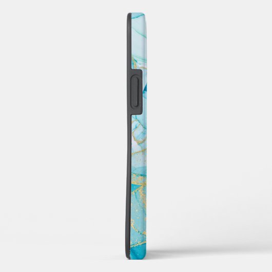 Cool Blue Gold Unique Waterverf Swirl Patroon Case-Mate iPhone Case (Achterkant / Rechts)