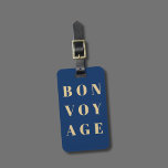 Cool Blue Gouden Geel Bold Bon Voyage Bagagelabel<br><div class="desc">Eenvoudig volledig aanpasbaar bagagelabel ontwerp met een blauwe achtergrond,  goudkleurige lettertypen. Perfect cadeau idee.</div>