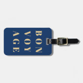 Cool Blue Gouden Geel Bold Bon Voyage Bagagelabel (Voorkant horizontaal)