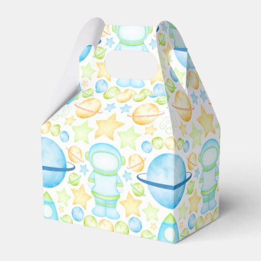 Cool Blue & Green Boys Outer Space Astronaut Bedankdoosjes (Voorkant Zijde)