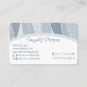 Cool Blue Green Curved Stripes Abstract Wave Arch Visitekaartje (Achterkant)