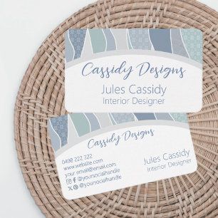Cool Blue Green Curved Stripes Abstract Wave Arch Visitekaartje