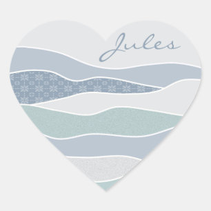 Cool Blue Green Curved Stripes Abstract Waves Naam Hart Sticker
