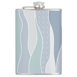 Cool Blue Green Curved Stripes Abstract Waves Naam Heupfles