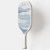 Cool Blue Green Curved Stripes Abstract Waves Naam Pickleball Paddle (Links)