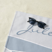 Cool Blue Green Curved Stripes Abstract Waves Naam Strandlaken (In situ)