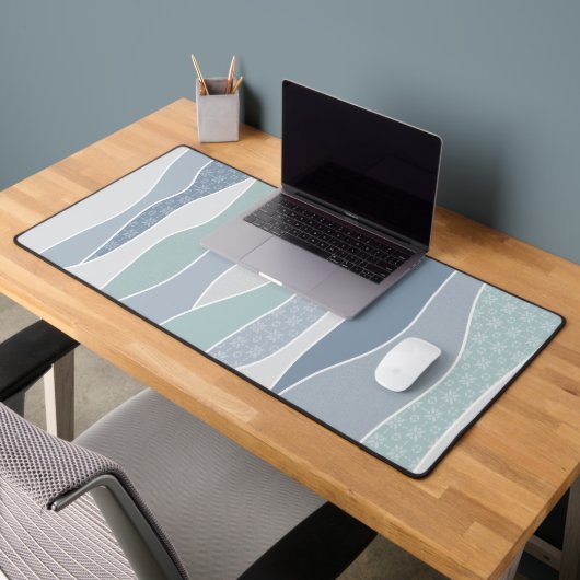 Cool Blue Green Curved Stripes Abstracte golven Bureaumat (Kantoor 2)